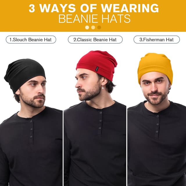 Thumbnail 6 de HAMUNI Slouchy Beanie Mütze 92% Baumwolle