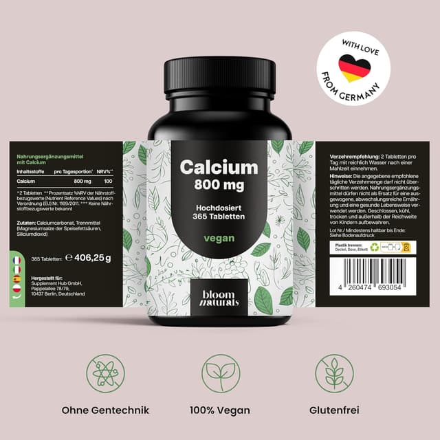 Detalle 2 de Bloom Naturals Calcium Tabletten 800 mg