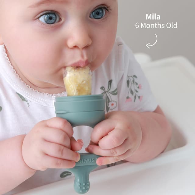 Detalle de SAMiGO Baby Food Fruit Feeder & Breastmilk Popsicle Mold Set (Silicone Teether) for 4 Months+