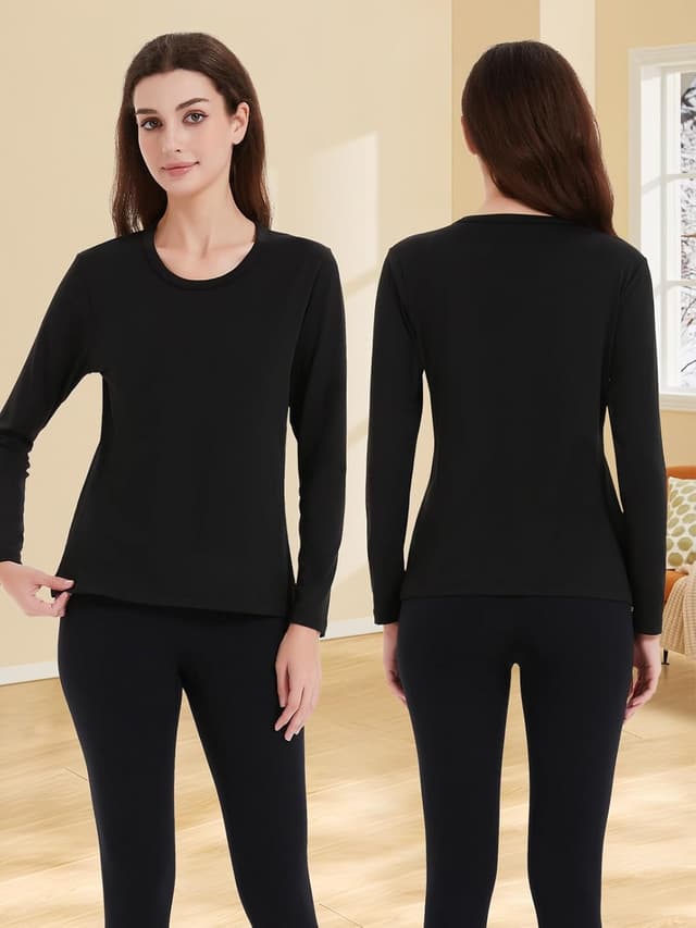 Detalle 2 de Soudittur Maglia Termica Donna a Manica Lunga con fodera in pile