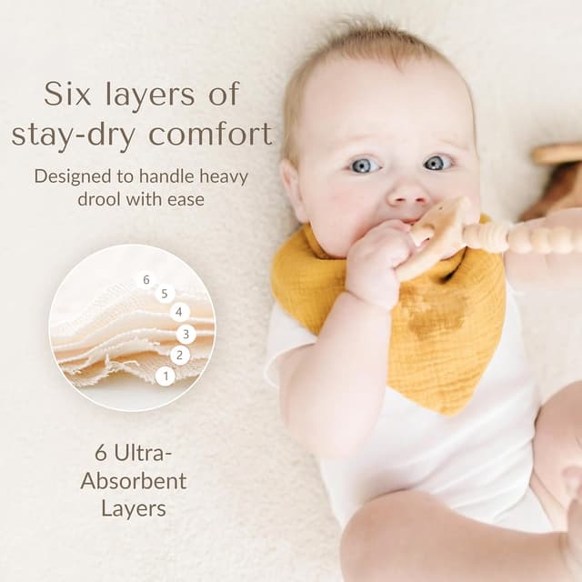 Thumbnail 4 de Konssy Muslin Baby Bibs 10 Pack bandana drool bibs