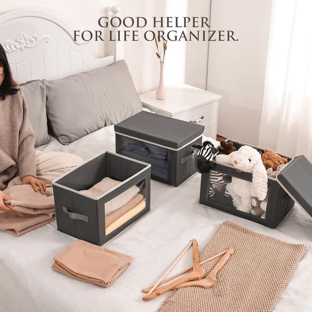 Detalle de Homsorout Fabric Storage Bins, 3-Pack ⚙