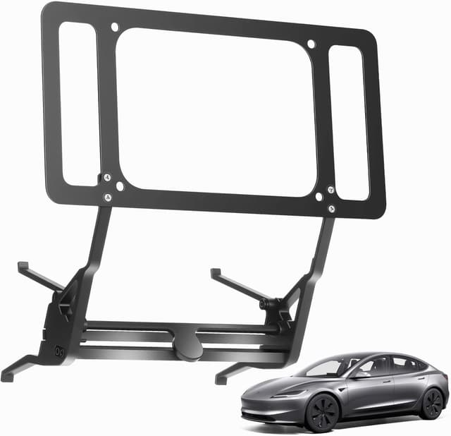 Detalle de TesFram 2026 Tesla Model 3 Front License Plate Holder (No-Drill, Lockable, No Block Camera Visibility)