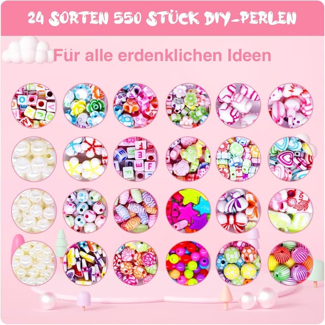 Detalle de Amteker Perlen-Set zum Auffädeln 24 Farben 🎀