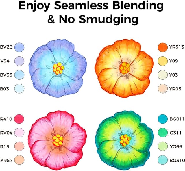 Detalle de Ohuhu Alcohol Markers Supreme Brush & Chisel (Honolulu Plus) – 24 colours + 1 blender, refillable dual-tip pens