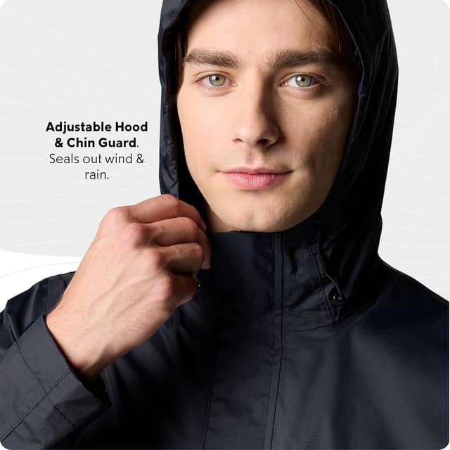 Detalle de Columbia Men’s Pouring Adventure 3 Waterproof Rain Jacket (Black, XXL)