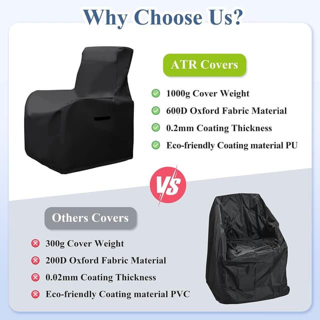 Detalle 2 de ATR ART TO REAL Gartenstuhl-Abdeckung (81 x 81 x 103 cm) wasserdicht & UV-beständig mit Kordelzug