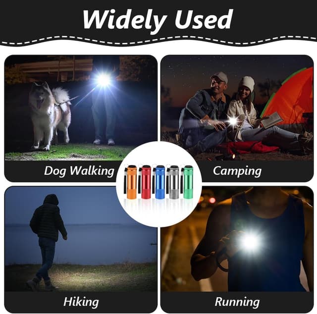 Detalle de Set 5 mini torce LED Flintronic per bambini, torcia tascabile impermeabile con batterie AAA incluse