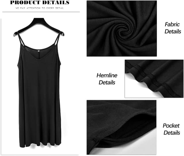 Detalle de MISFAY Women’s Summer Spaghetti Strap Swing Tank Cover-Up Dress with Pockets