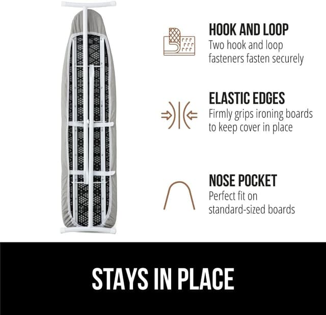 Detalle de Gorilla Grip The Original Ironing Board Cover and Pad (Silicone Coating, 400°F Scorch Resistant) Silver 15x54