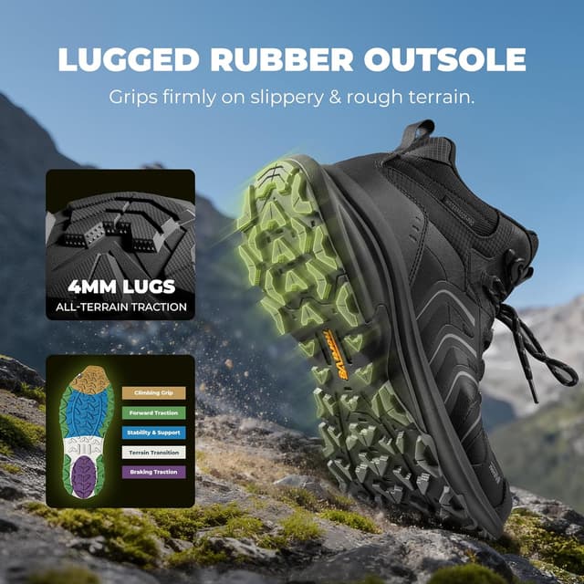 Thumbnail 6 de NORTIV 8 Men’s Waterproof PRO Hiking Boots (Armadillo FieldLite) — Lightweight, grippy outdoor trekking shoes