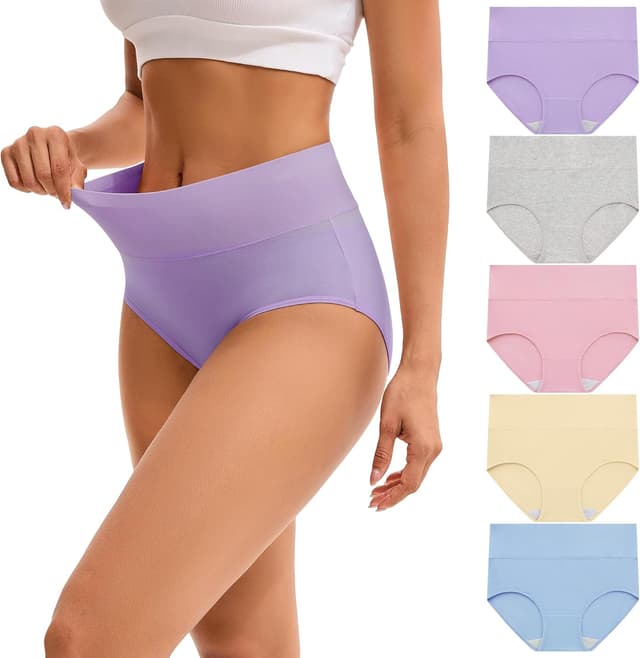 Thumbnail 6 de INNERSY Damen Slips aus Baumwolle mit Stretch, hohe Taille – 5er Pack