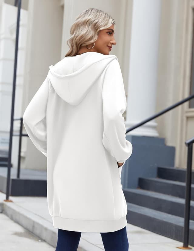 Detalle 2 de Zeagoo Women’s Zip Up Longline Hoodie Tunic Sweatshirt with Pockets