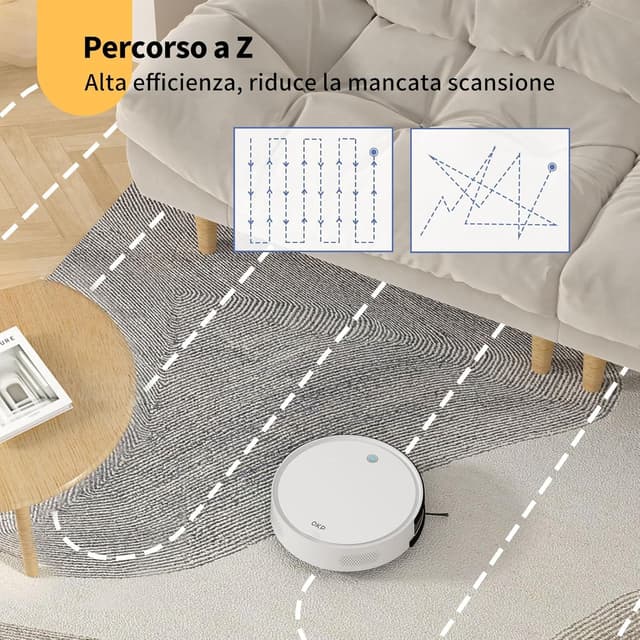 Detalle de OKP K5 Robot Aspirapolvere con telecomando, 2500Pa e navigazione intelligente PSD (Wi‑Fi/App/Alexa)