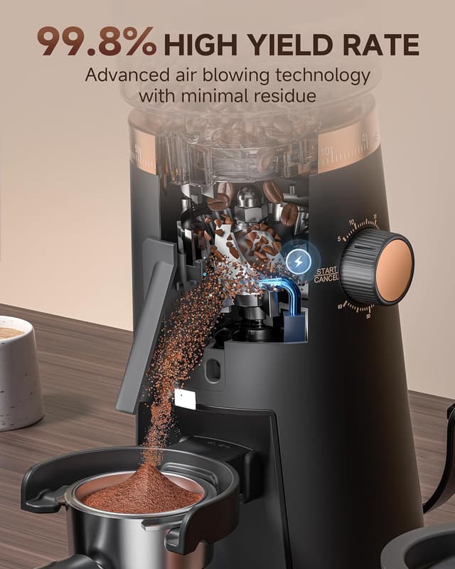 Detalle 2 de AMZCHEF Electric Burr Coffee Grinder with 75 grind settings and near-zero retention