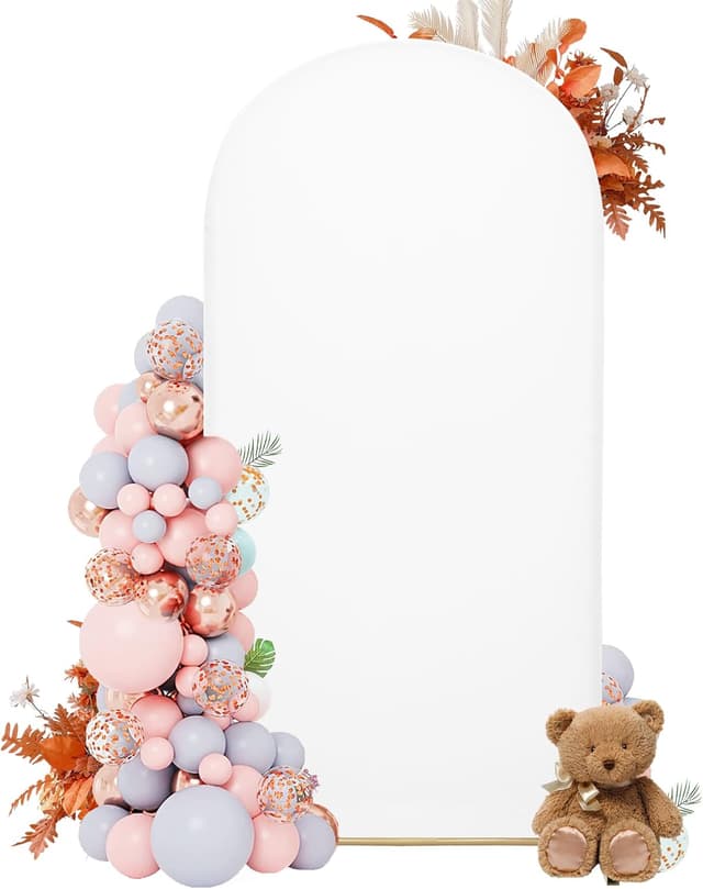 Detalle de DREAHOTEXTIL 7.2FT Arch Cover Fitted Cover for Wedding & Event Backdrop (White, Cover Only)