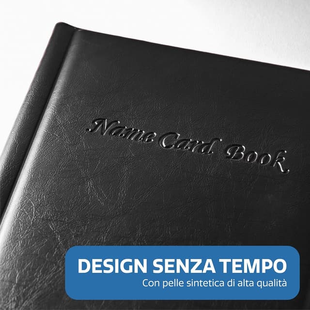 Detalle de Praknu porta biglietti da visita con 256 fogli trasparenti, raccoglitore salvaspazio nero