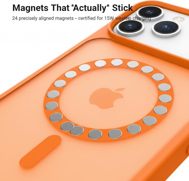 Detalle de Seaflar coque pour iPhone 17 Pro compatible MagSafe, orange translucide