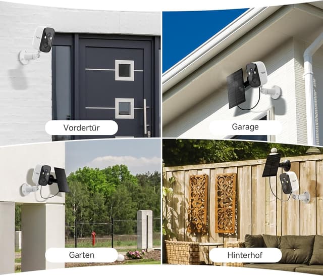 Detalle 2 de TIEJUS 2K Solar-Überwachungskamera außen (Akku, 5G/2,4-GHz WLAN, IP66, Nachtsicht in Farbe)