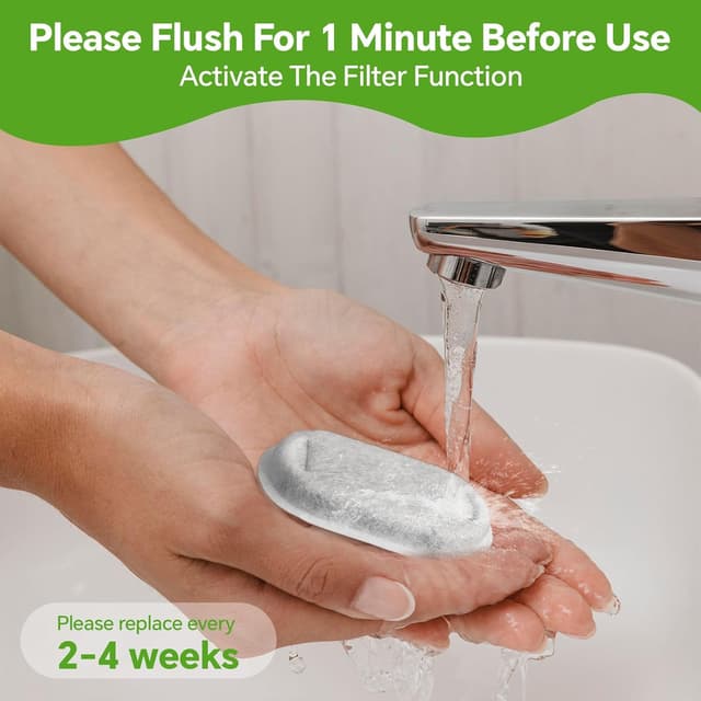 Detalle de KOMABLEN 24 filtri di ricambio per fontanella per gatti (12 filtri carbone attivo + 12 spugne in schiuma)