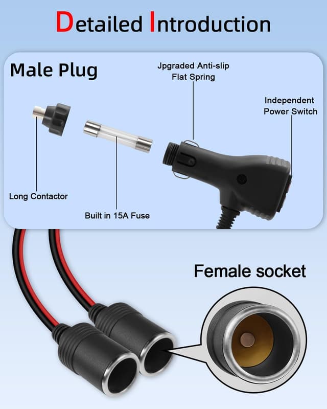 Thumbnail 3 de YANBORONSN 1 to 2 Car Lighter Splitter