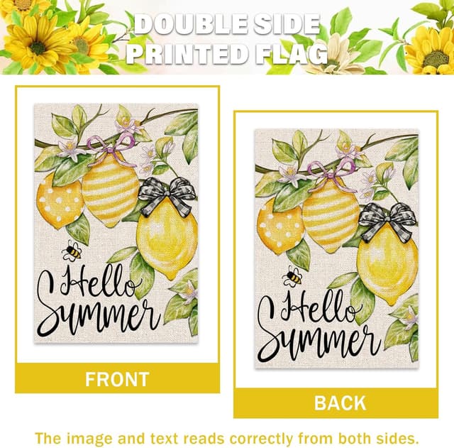 Thumbnail 4 de FUYUCHEN Hello Summer House Flag 28x40 inch outdoor garden flag 🏡