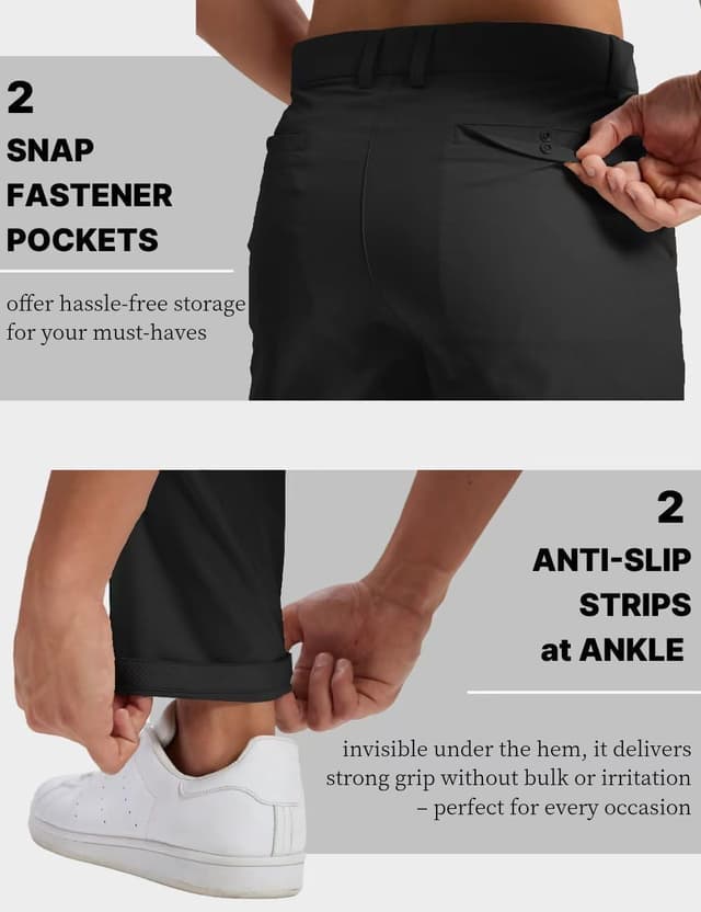 Detalle de Lightweight Quick-Dry Anti-Slip Mens Golf Pants with 4 Pockets (Stretch Casual Slacks)