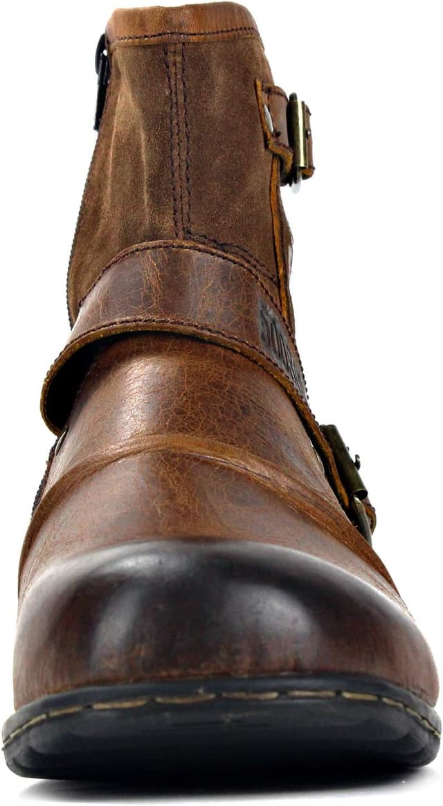 Thumbnail 5 de OSSTONE OS-5008-1-E Herrenstiefel aus Rindsleder mit Gummisohle und Reißverschluss (Biker Boots, Brown)