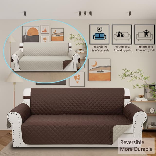 Detalle 2 de Luxshare Reversible Couch Cover for 3-Cushion Sofa 🛋