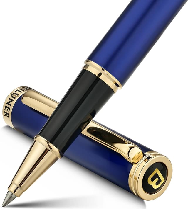 Detalle de BEILUNER Luxury Rollerball Pen (24K Gold Trim) Blue & Gold Gift Set