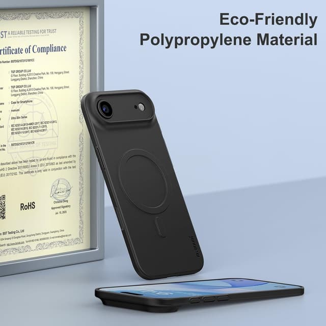 Detalle de memumi Magnétique Coque ultra mince 0,3 mm pour iPhone Air (6,5 pouces, 2025) finition mate antidérapante – Noir