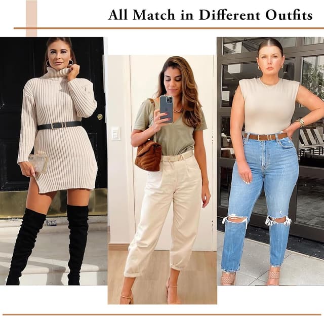 Detalle de XZQTIVE 3 Pack Women Leather Belts 1.1in