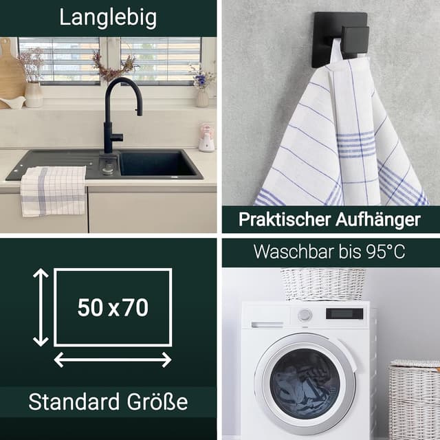 Detalle 2 de ZOLLNER 10er Set Geschirrtücher Baumwolle 50x70 cm