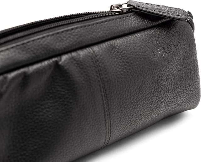 Detalle de LEABAGS Leder Federmäppchen (Fort Wayne) – großes Echtleder Stiftetui für Schule, Uni & Beruf