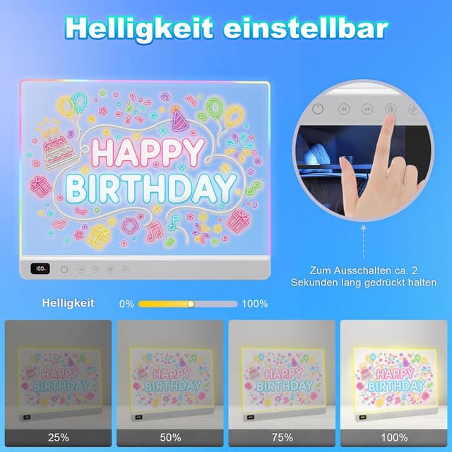 Detalle 1 de LED-Zeichenbrett Kinder 35 x 25 cm RGB