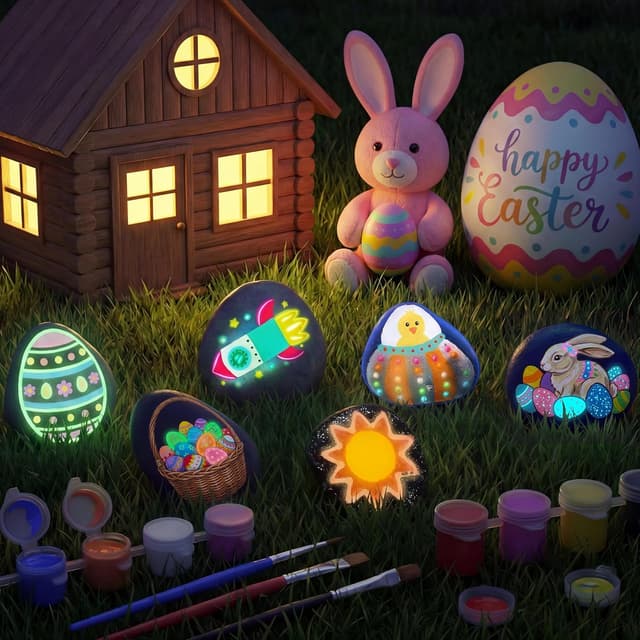 Detalle de JOYIN Rock Painting Kit glow-in-the-dark craft kit 🎨