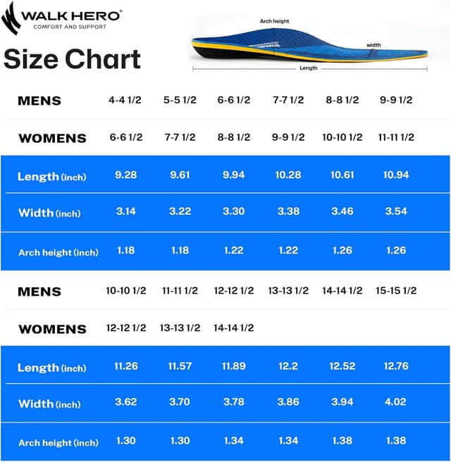 Thumbnail 6 de WalkHero High Arch Support Insoles 220+ lbs