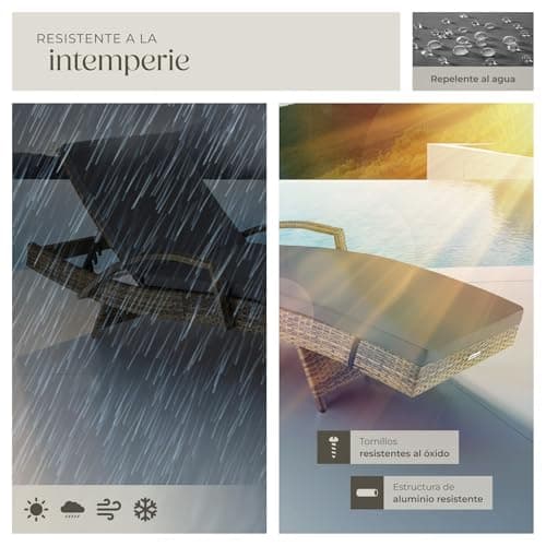 Thumbnail 7 de TecTake® Tumbona Jardín Ratán y Aluminio ☀