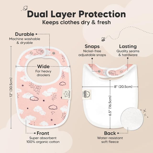 Thumbnail 2 de Sweet Charm 8-Pack Organic Baby Bibs for 0-24 Months