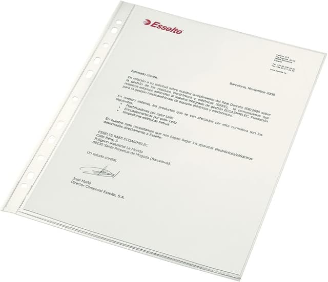 Detalle de ESSELTE 46114 - Fundas COPYSAFE PP Piel Naranja 📂 (100 ud.)