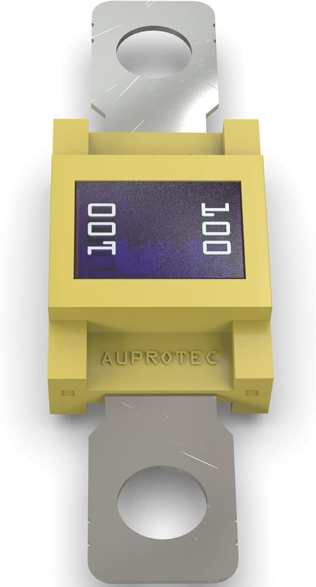 Detalle de AUPROTEC Fusible MEGA à haute intensité avec verrouillage par vis M8, 100A (jaune) – 5 pièces