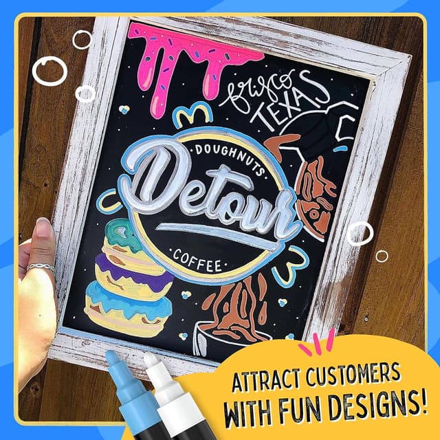 Thumbnail 6 de Chalkola Chalk Pens & Metallic Colours (Pack of 21) Neon chalk markers with erasable water-based ink