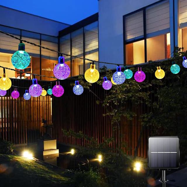 Detalle de Garlocht Solar Garden Lights Outdoor (30 LED, 5m) Waterproof Crystal Ball Fairy Lights with 8 Modes