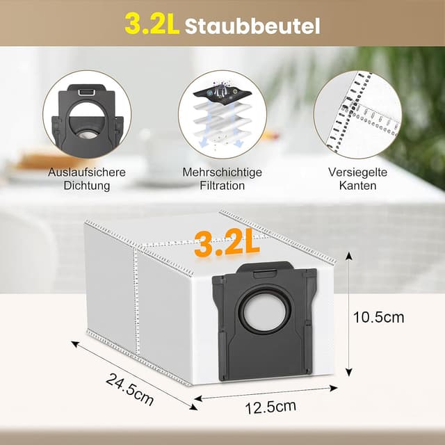 Detalle de 22-teiliges Zubehör-Set für Dreame X50 Ultra, L40s Pro Ultra, L50 Pro Ultra, Mova V50 Ultra & Co. – mit 2 Hauptbürsten, Wischtüchern, HEPA-Filtern