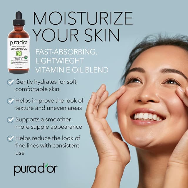 Thumbnail 1 de PURA D'OR 4 Oz Organic Vitamin E Oil for Skin & Hair