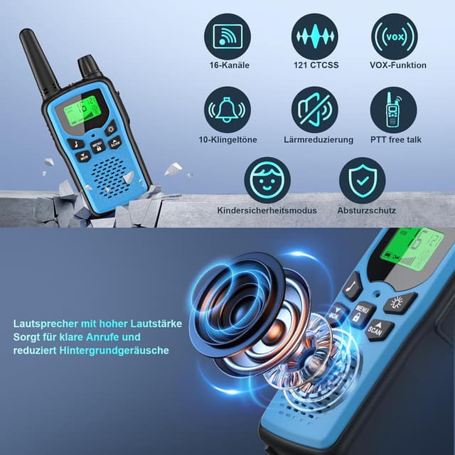 Thumbnail 2 de Rabigala Walkie Talkie 3er Set Kinder 5 km Reichweite