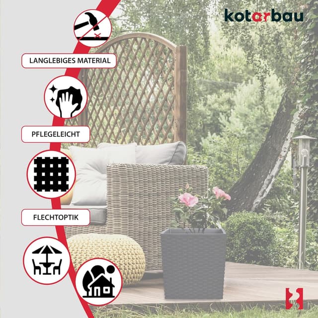 Thumbnail 4 de KOTARBAU Set 2 vasi rattan 6,8 L, altezza 20 cm