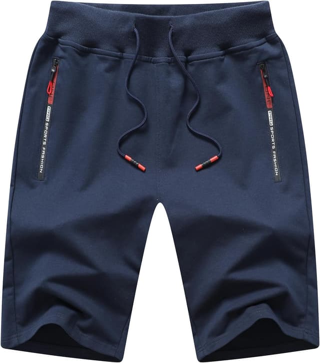 Detalle de JustSun Short Sport Homme Running en coton avec poches zippées