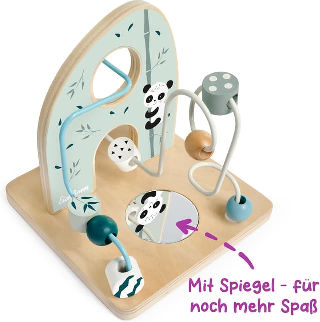 Detalle de Eichhorn Motorikschleife mit Spiegel – 2 Schleifen aus Birkenholz (ab 1 Jahr)