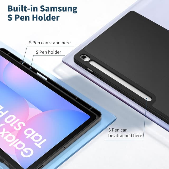 Detalle de EasyAcc Schutzhülle für Samsung Galaxy Tab S10 FE+ 13,1 Zoll (SM-X620/SM-X626) mit S-Pen-Halter und Standfunktion – ultra-dünn, Schwarz